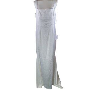 Lulus White Maxi Dress Square Neck Sleeveless Formal Gown Bridesmaid Size XL